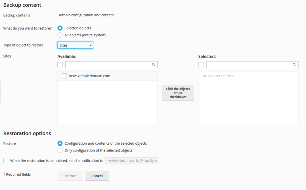 Restore Scheduled Backup