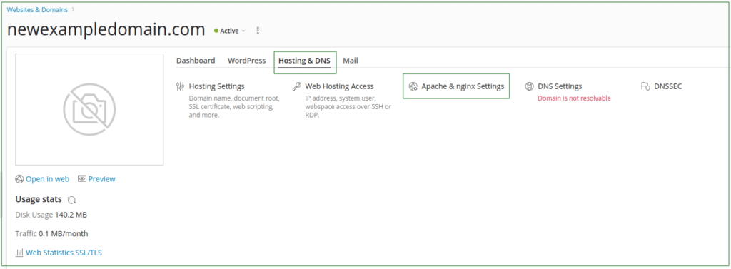 Apache & Nginx Settings - Plesk