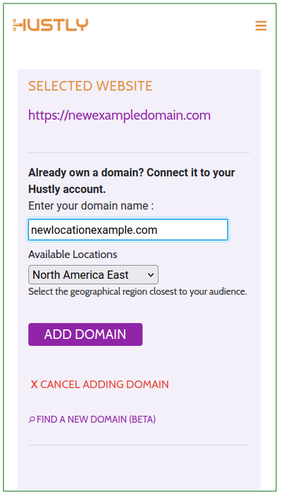 Add domain to new location