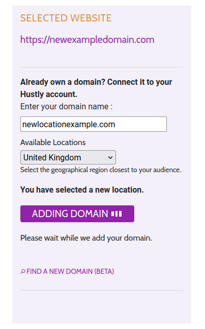 Adding new domain to new location