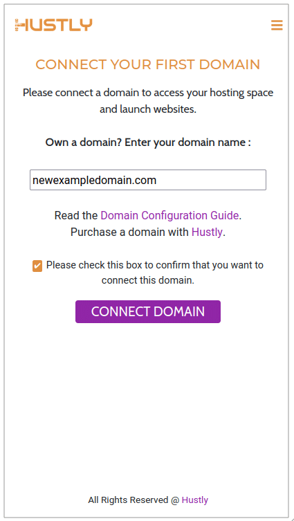 Hustly - Connect First Domain - Confirmation
