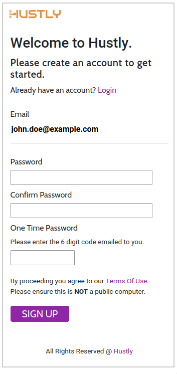 Hustly - Set Account Password