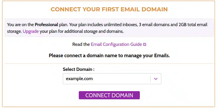 Hustly Connect First Email Domain